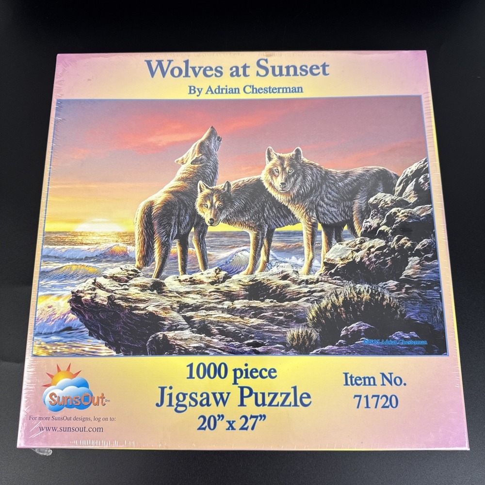 SunsOut Wolves at Sunset Jigsaw Puzzle 1000 Piece‎ Adrian Chesterman 20x27 New